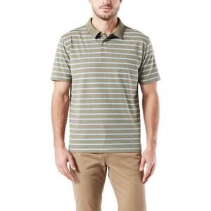 Dockers Men's XXL Polo Golf Shirt Tan Horizontal Stripes Short Sleeves Collar